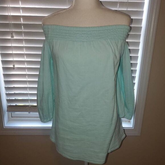 Vineyard Vine Aqua Cottton Off Shoulder Top - Size XSmall - Picture 1 of 6